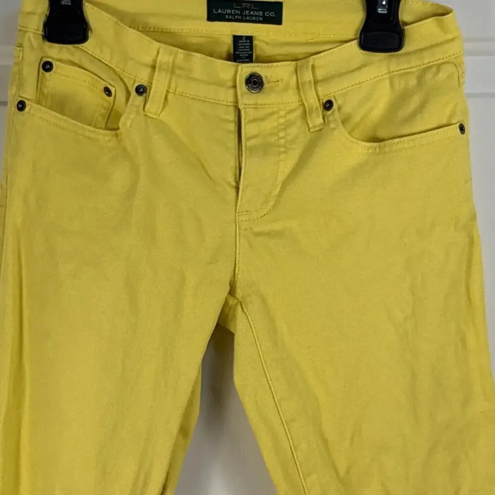 LRL Lauren Jeans Co Ralph Lauren Classic Straight Cropped Jean Sz 2 Yellow Denim